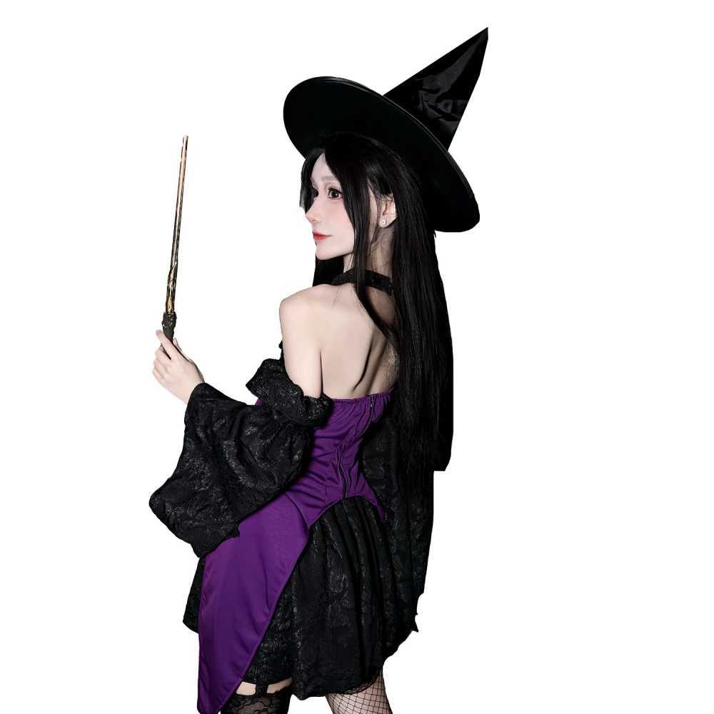 Halloween costume magic witch outfit dark gothic cross cosplay witch roleplaying dress L250918