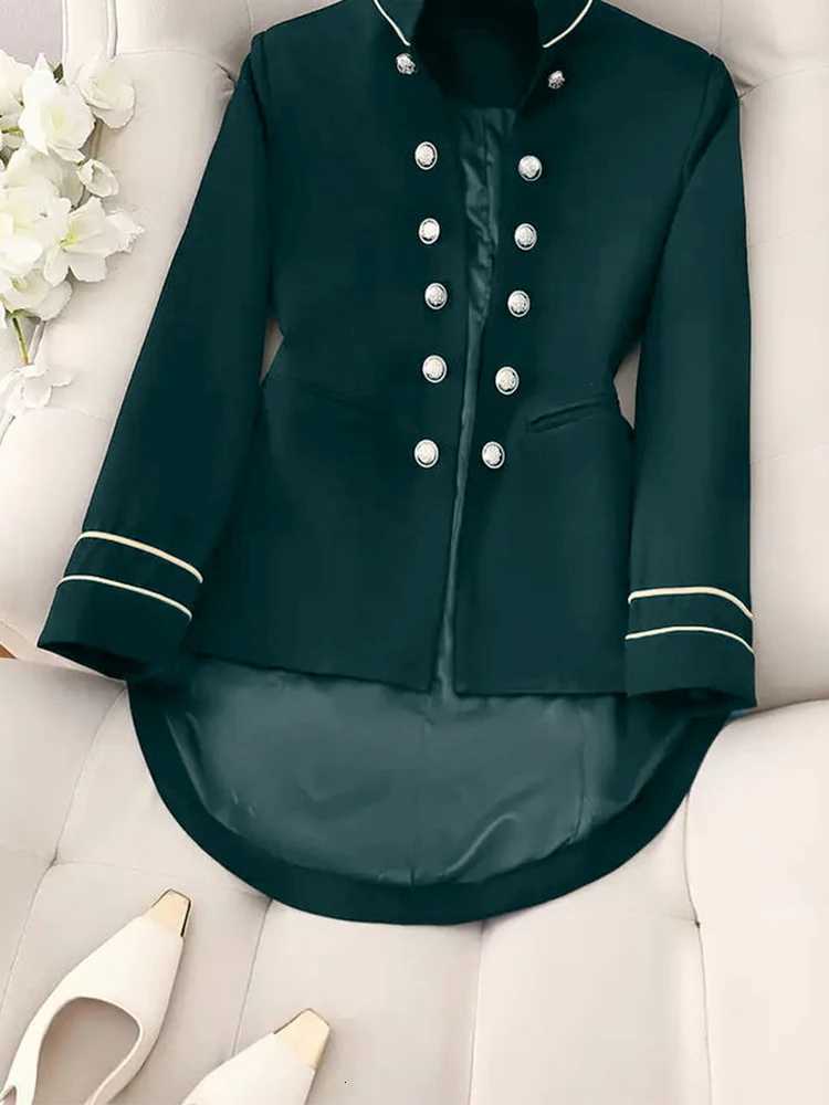 Womens Jacket Stand Collar Double Breasted Slim Retro British Preppy Casual Autumn Short Coat Vintage Office Lady Outerwear Z250918