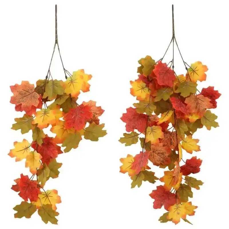 New Halloween Simulated Maple Leaf Vine Wall Hanging Autumn Party Wall Hanging Rattan Harvest Festival Leaf Rattan Maple Decor C250919