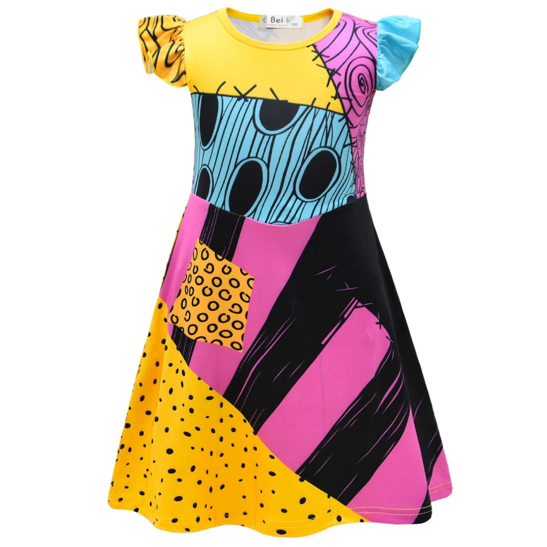 Baby Girls Halloween Cosplay Party Sally Dresses The Nightmare Before Christmas Anime Children Horror Cosplay Costume Outfit L250918