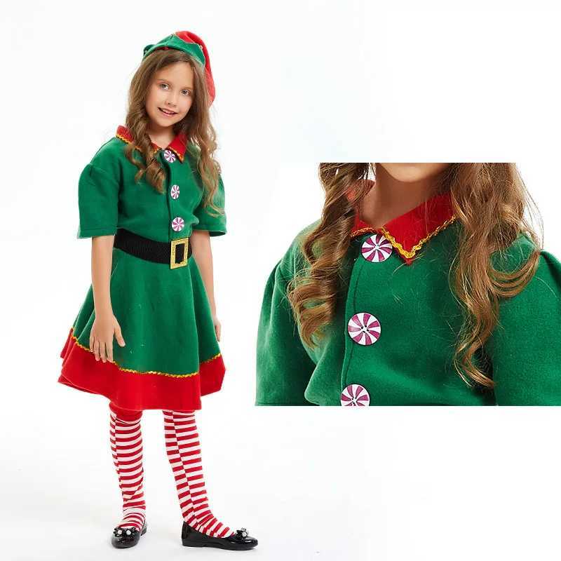 Green Elf Boys Girls Christmas Cosplay Costume Festival Santa Clause Set for Kids New Year Tops Pants Hat Belt Xmas Party Dress L250918