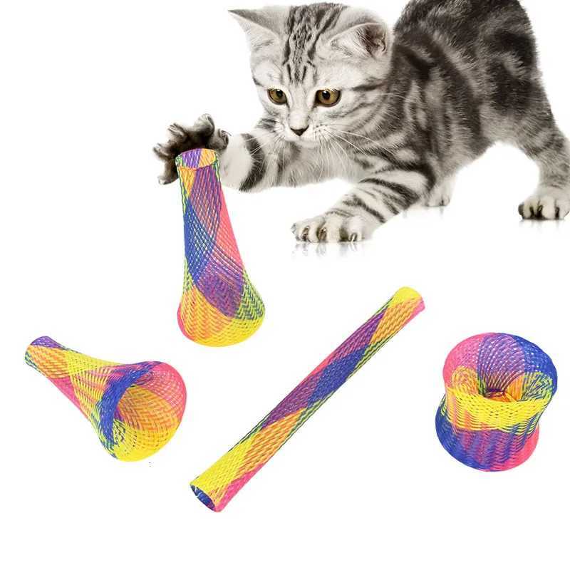 Cat Toys Colorful Spring Hose Kitten Grinding Claw Telescopic Spring Chew Toy Pet Interactive Training Chase Toys Pet Supplies X250918