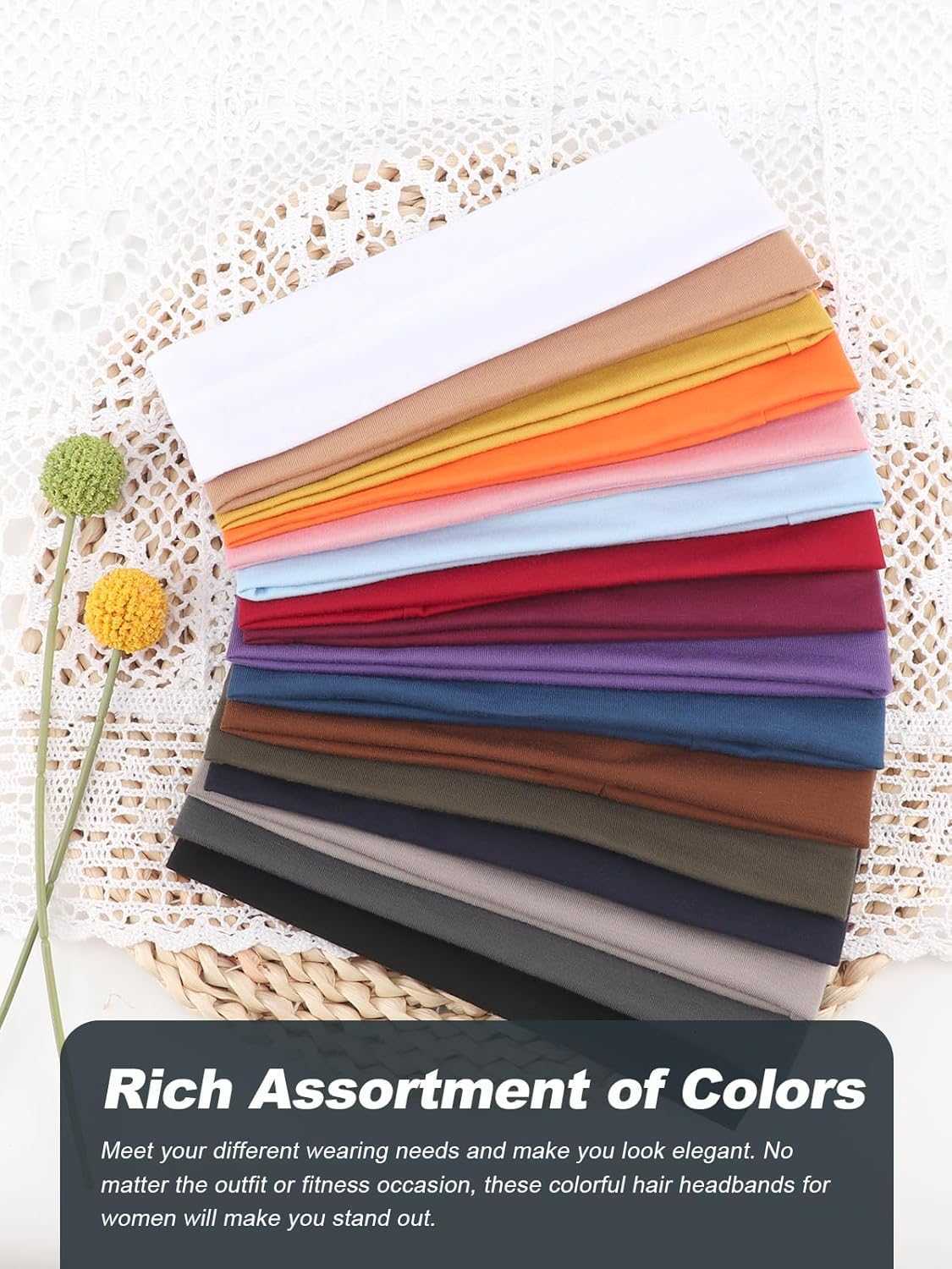 Sports Headbands for Women Non Slip Elastic Fashion Hair Bands for Womens Hair Soft Cloth Stretchy Hair Accessories for Exercise Workout Yoga Running 