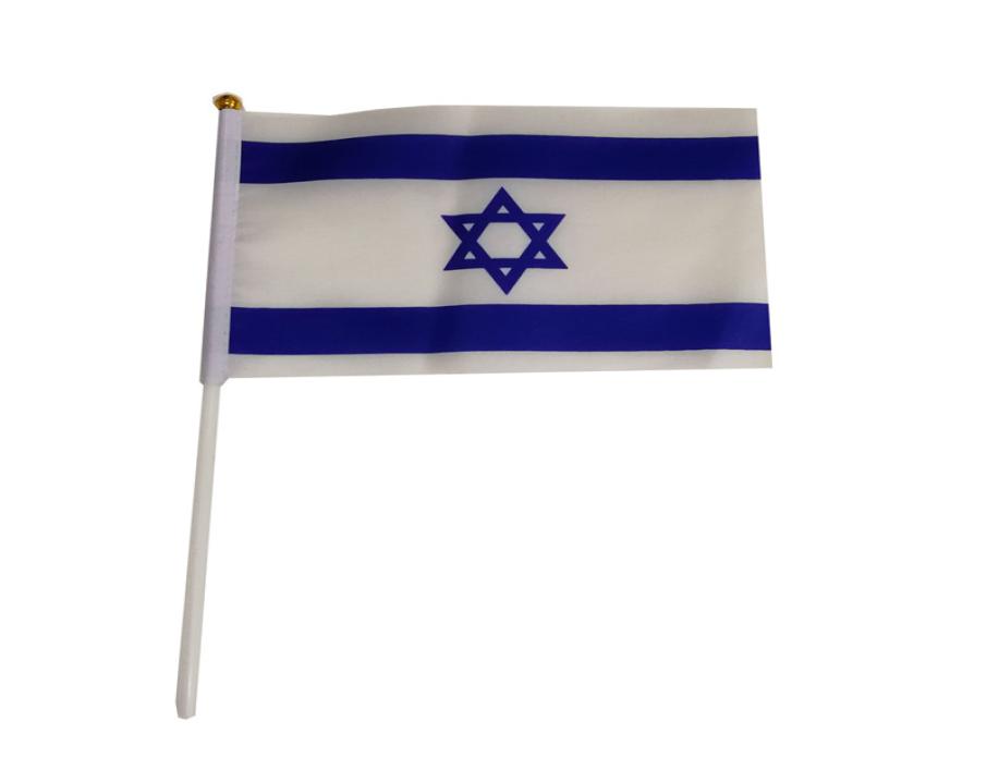 Israel Flag 21X14 cm Polyester hand waving flags Israel Country Banner With Plastic Flagpoles4184545