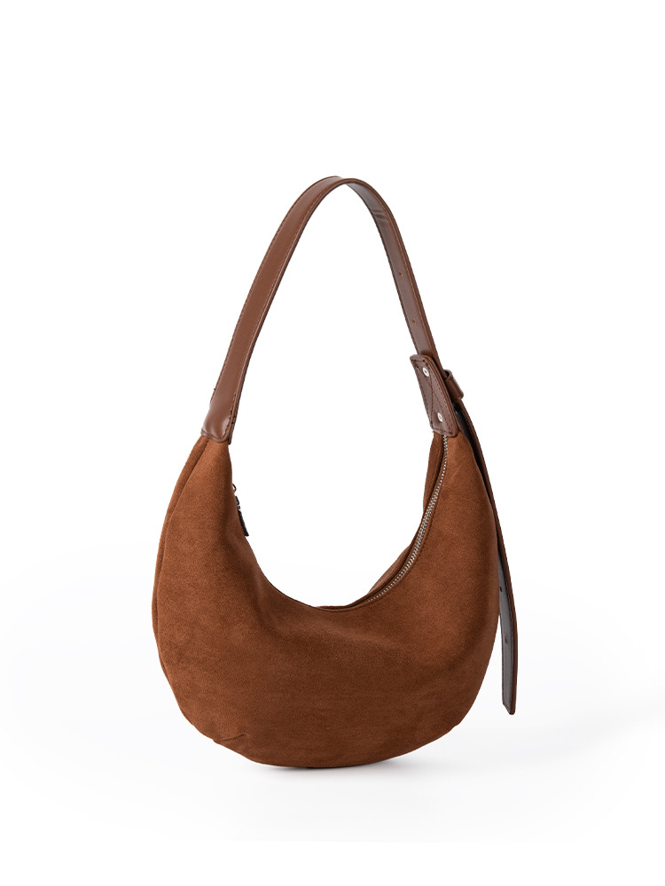 2025 Autumn Winter New Style Korean Niche Maillard Suede Single-Shoulder Underarm Bag For Women Casual And Versatile Dumpling