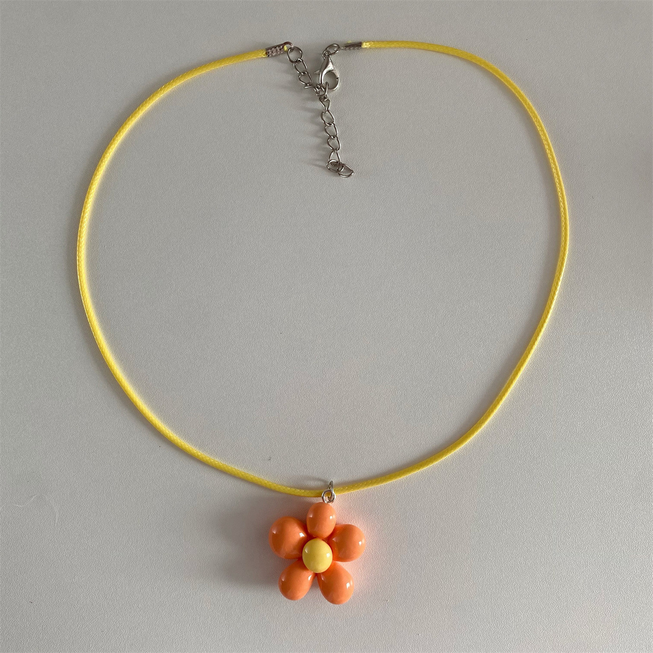 Milk Bubble Color-Block Five-Petal Flower Necklace Cute Sweet Ins aron Version Korean Pastoral Style