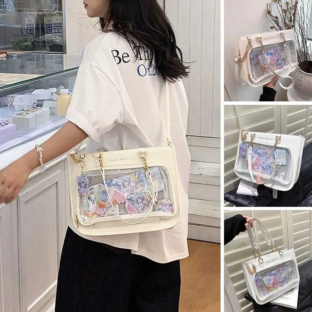 Ita Bags Womens Shoulder Bag Black Lolita Gothic Y2K Cute Tote Bag Transparent Jk Chains Square Large Capacity HandbagXJ250918