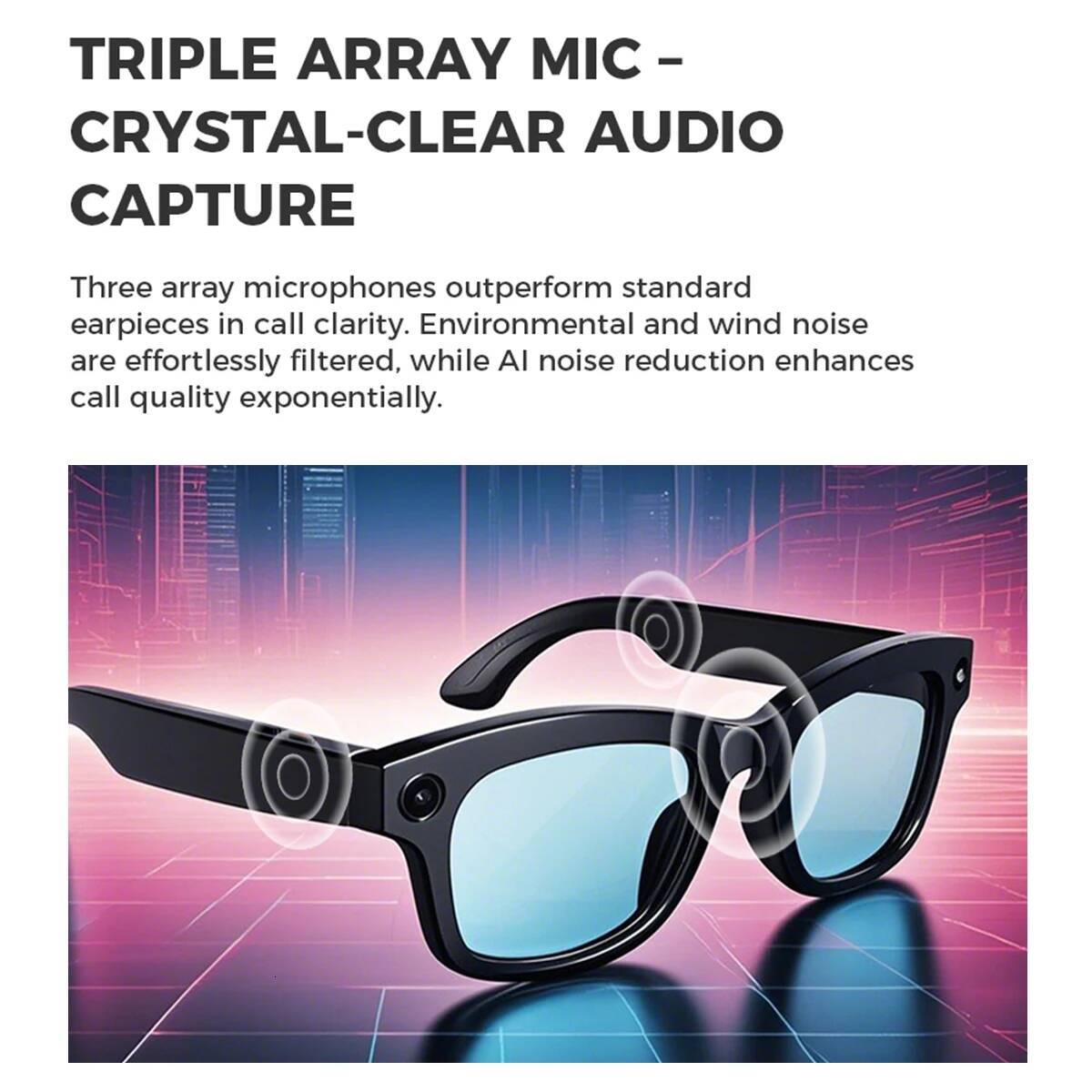 New Smart Glasses AI Translation Bluetooth Call 1080P HD Camera Music Headphones Outdoor Sports Fashion Sunglasses For Men Women Intelligent Glasses