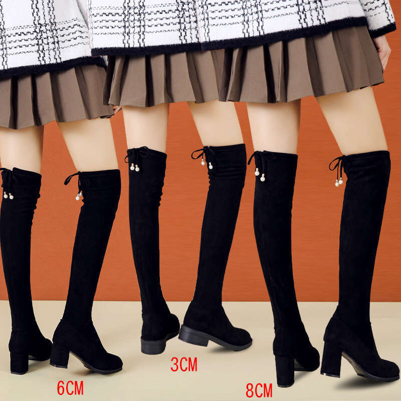 2025 Autumn Winter New Over-the-Knee for Women Suede High Heel Long Korean Style Height Designer Shoe Slimming Plus Size Women's Boots
