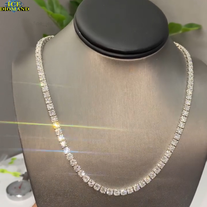 FaMoissaniteory New Arrival Price 3mm 4mm 5mm 6mm Moissanite Tennis Necklace 925 Silver VVS Cold Hip Hop Glitter Moissanite Chain