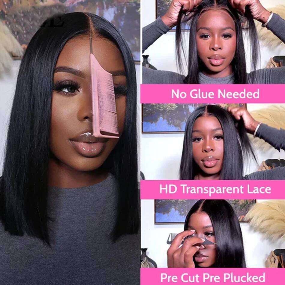 Perruque Glueless Brazilian Bone Straight 100% Raw Human Hair Wigs PrePlucked 13x4 HD Transparent Cheap Wig Ready To Wear