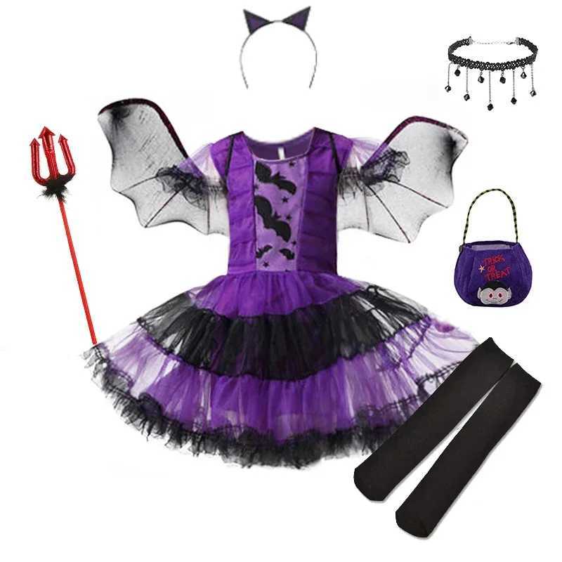 Halloween Girls Role Play Villain Witch Costume Mesh Tutu Dress Evil Vampires Clown Dress Little Red Riding Hood Outfit Hat Gown L250918