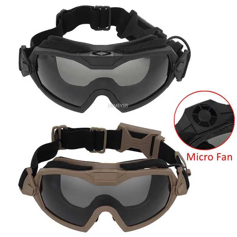 Tactical Glasses with Micro Fan Anti Fog Hunting Paintball Transparent Lens Motorcycle Goggles Eye Protection Safety Eyewear J250919