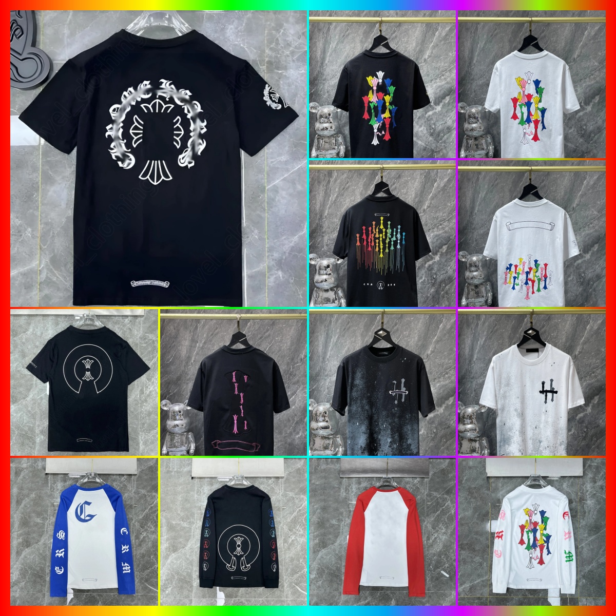 Chrome shirt Mens Designer T Shirts Men Women Letter Printed Tshirts Fashion Spring Summer Long Sleeve Tops High Street Styles Breathable T-shirts Size S-XL