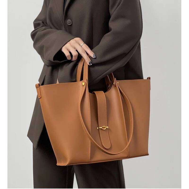 2025 Women Tote Korean Style Large Capacity Shoulder For Commuting Shopping PU Leather Ladies Bag