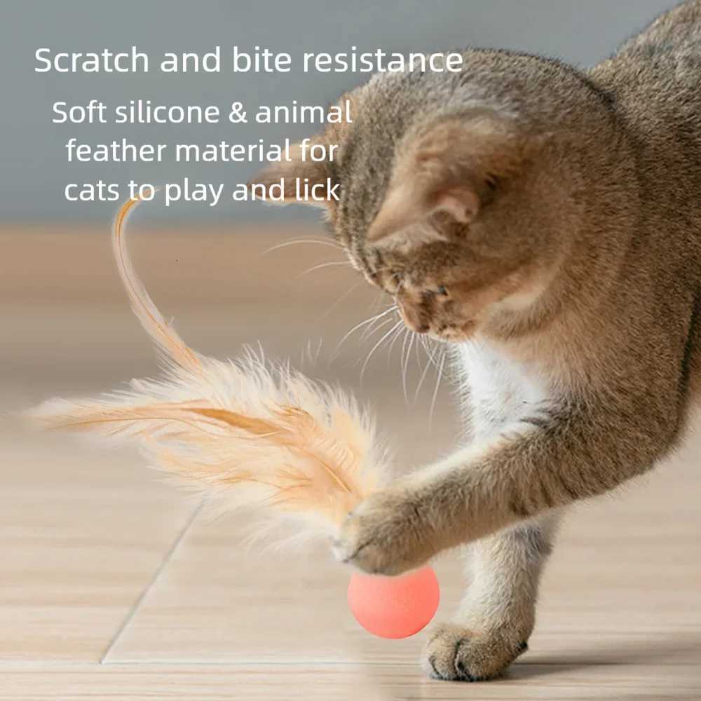 Funny Cat Elastic Ball Toy Interactive Balls Pet Supplies Feather Football Toys Dog Playthings Kitten X250918