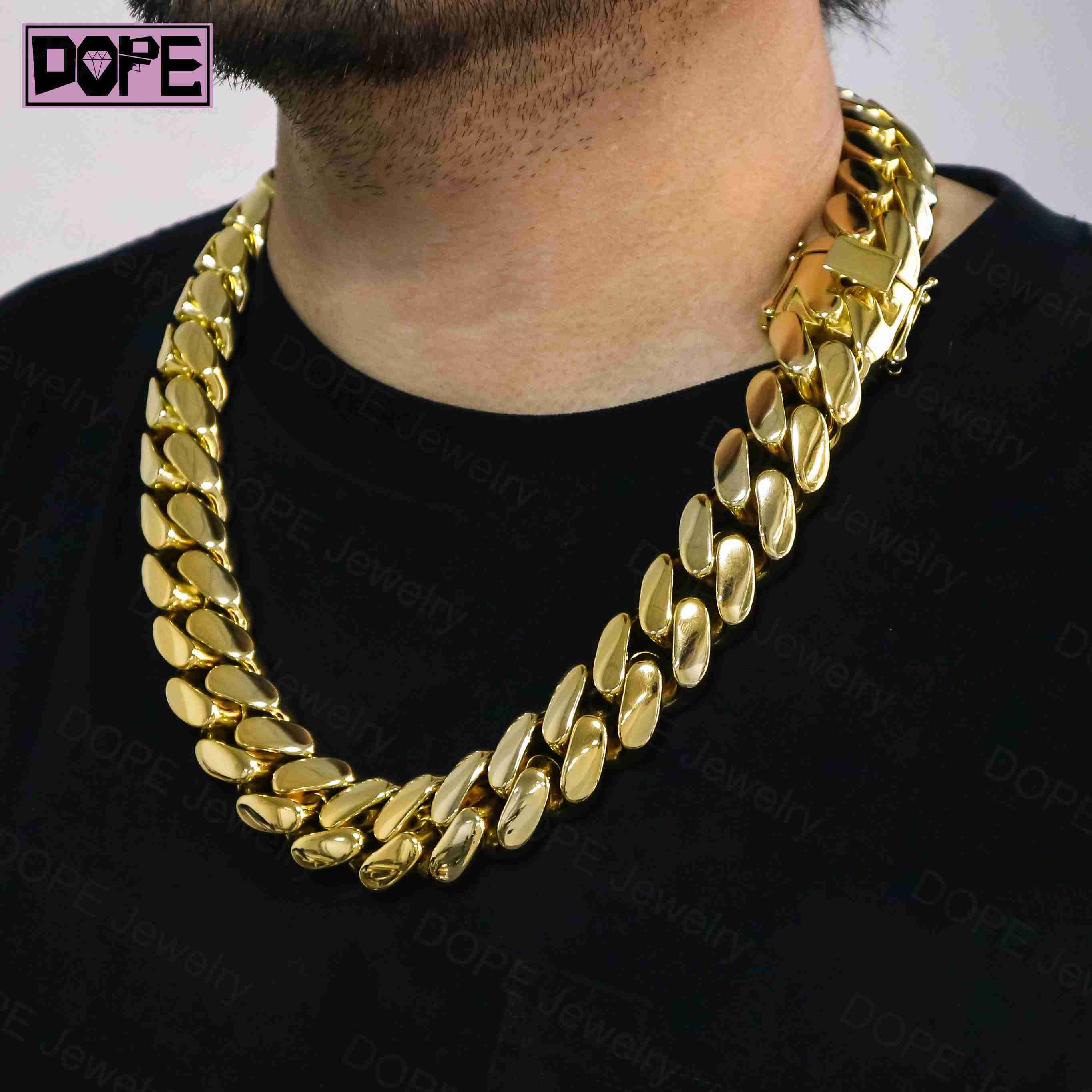 Hiphop 18mm Cuban Chain 925 Silver Monaco Chain Miami Customized Trend VVS Moissanite Clasp Plain Cuban Link Chain