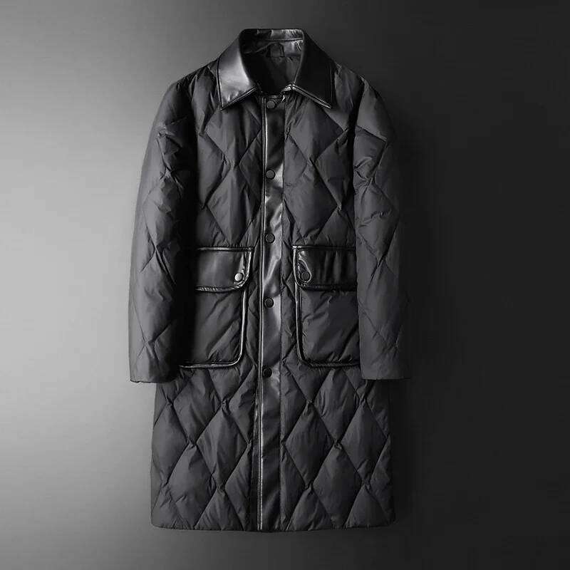 New Arrival White Duck Medium Length Men's Jackets Autumn Winter Single Breasted Down Black Man Coats Plus Size 5XL