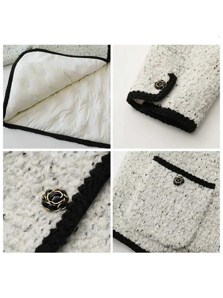 CHIC VEN Womens Woolen Coat Heavy Industry Down Jacket Vintage VNeck Woman Down Coat Female Tops Autumn Winter 2024 Z250918