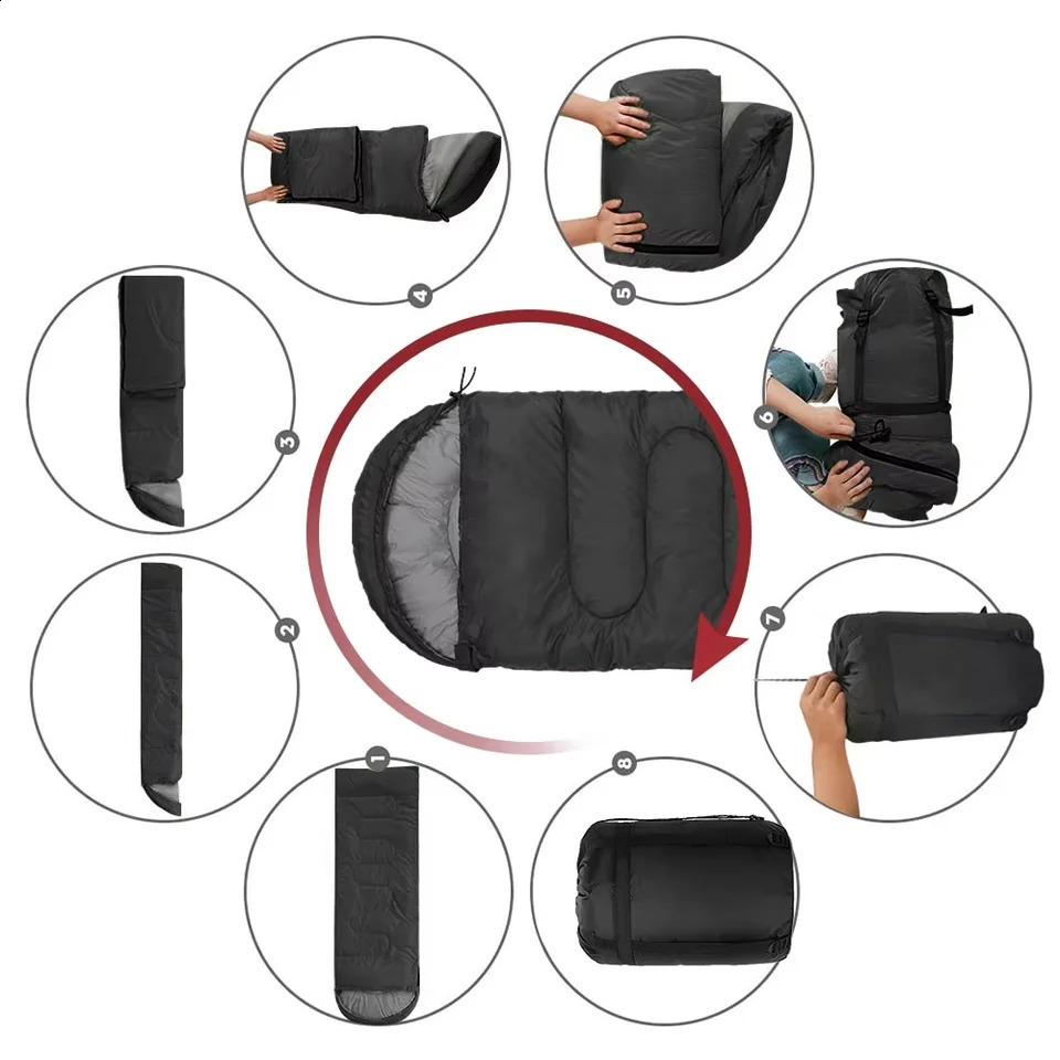 Camping sleeping bag light 4 seasons warm envelope backpack outdoor mummy cotton winter camp equipmen 250918