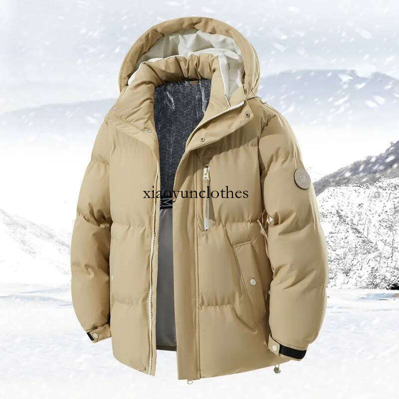 High Quality New Hooded Puffer Jacket Trend Solid Color Short Winter Padded Jackets Windproof Coat Thickened Warm Parkas Men