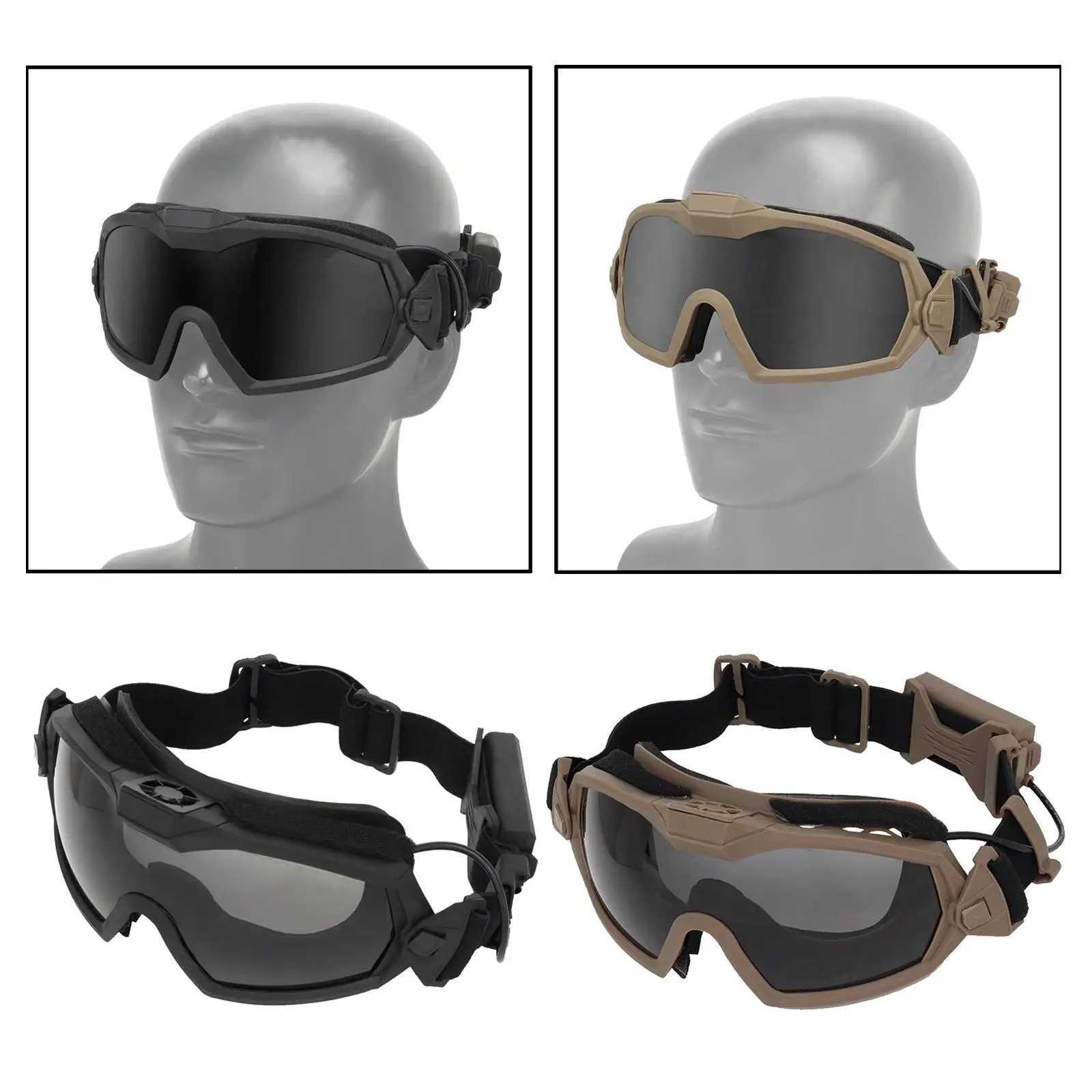 AntiImpact Goggles with Fan Tactical Safety Goggles AntiFog UV400 Glasses Eyewear with 2 Lens for Riding Shooting Hunting J250919