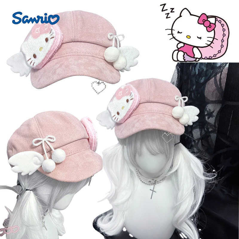 Sanrio Hello Kitty Girl Pink Hat Anime Character Anime Ktcat Beret Outdoor Shopping Party Personality Cute Hat Birthday Gift L250919