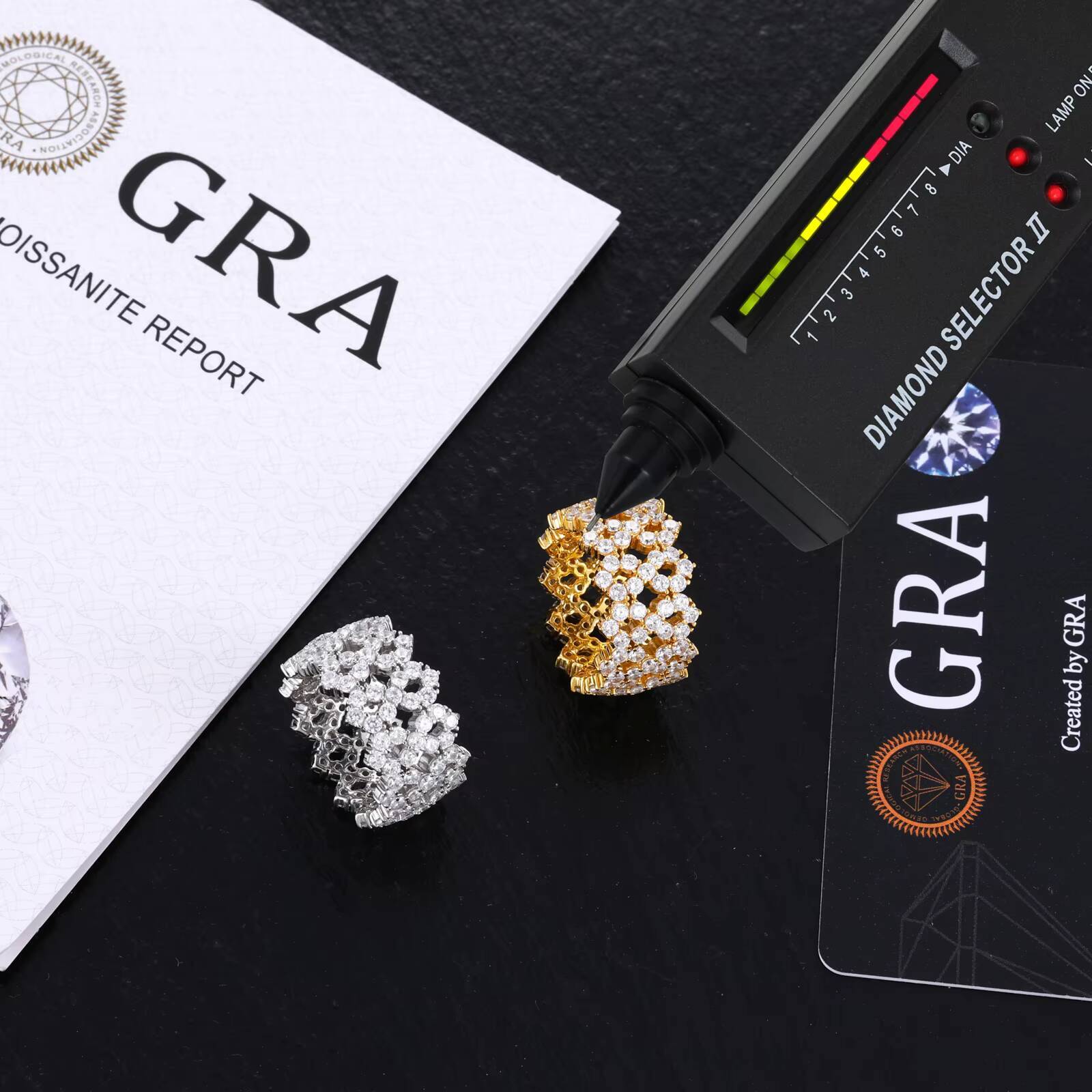 Hip Hop Jewelry Essentials Ring Gold Plated 925 Sterling Silver VVS Moissanite Diamond Infinite Fine Ring With GRA Certificate