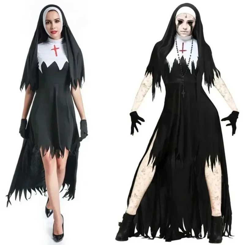 Halloween Cosplay Costumes Women Vampire Ghost Festival Outfits Fashion Costume Vintage Demon Cross Gothic Scary Nun Party L250918