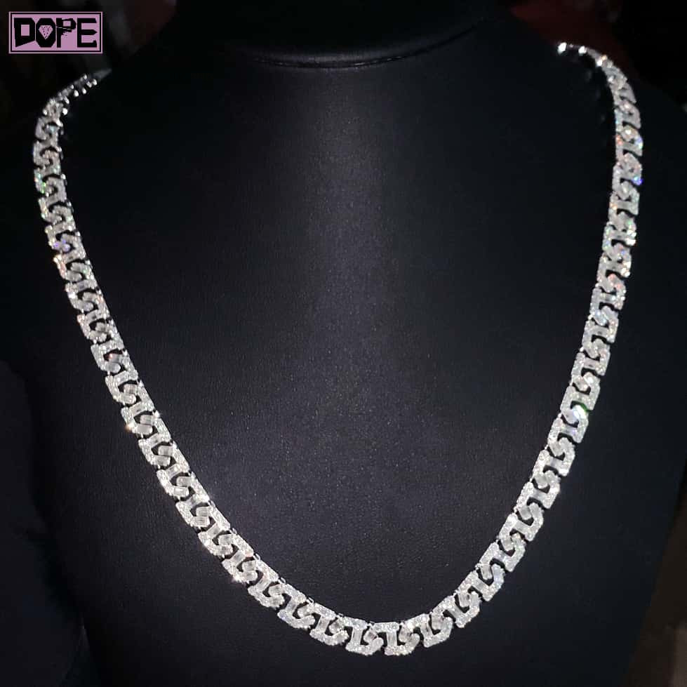 10mm Cuban Link Chain Men Hiphop Moissanite Jewelry 925 Silver VVS Iced Out Moissanite Cuban Chain