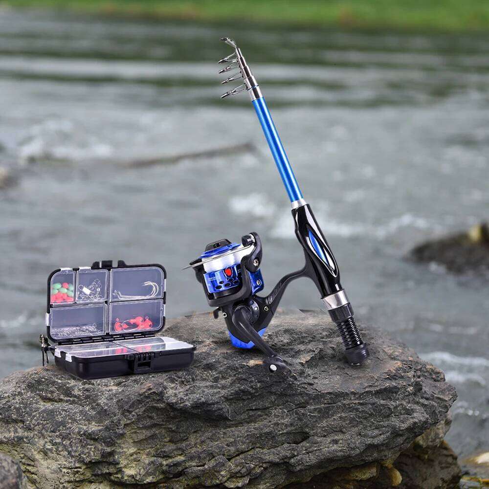 Fishing Set With 1.5-Meter Telescopic Fishing Rod Reel Set, Including Hook, Soft Bait, Bucket, And Rotating St