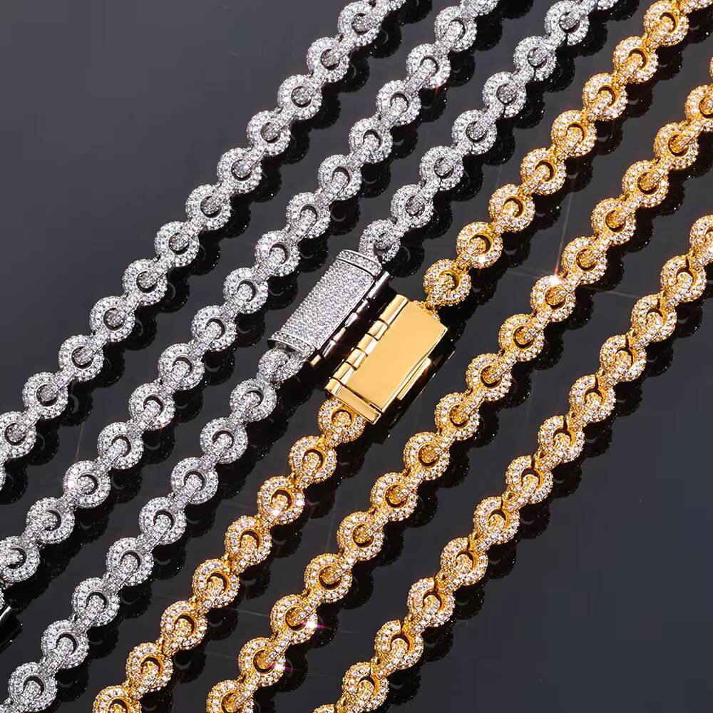 NUOYA Full Iced Out Moissanite Chain Bracelet O Shaped Design Flip Buckle Clasp Bling Hip Hop Fine Jewelry
