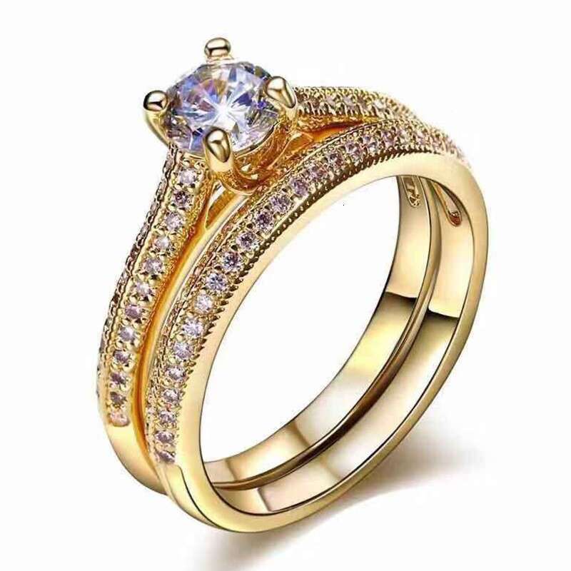 Morning Glory Trendy gold Two-Piece Ring Set Combination Series Hand Jewelry Simple Accessories