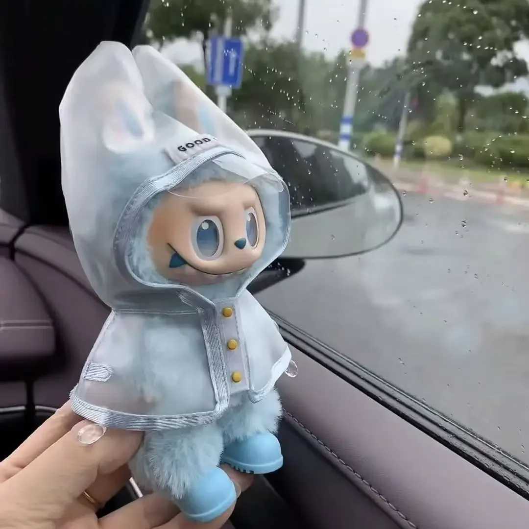 Cute for 17cm Labubu Transparent Raincoat Macaron Raincoat Doll Clothes Heartbeat Outfits Labubu Accessories C250919