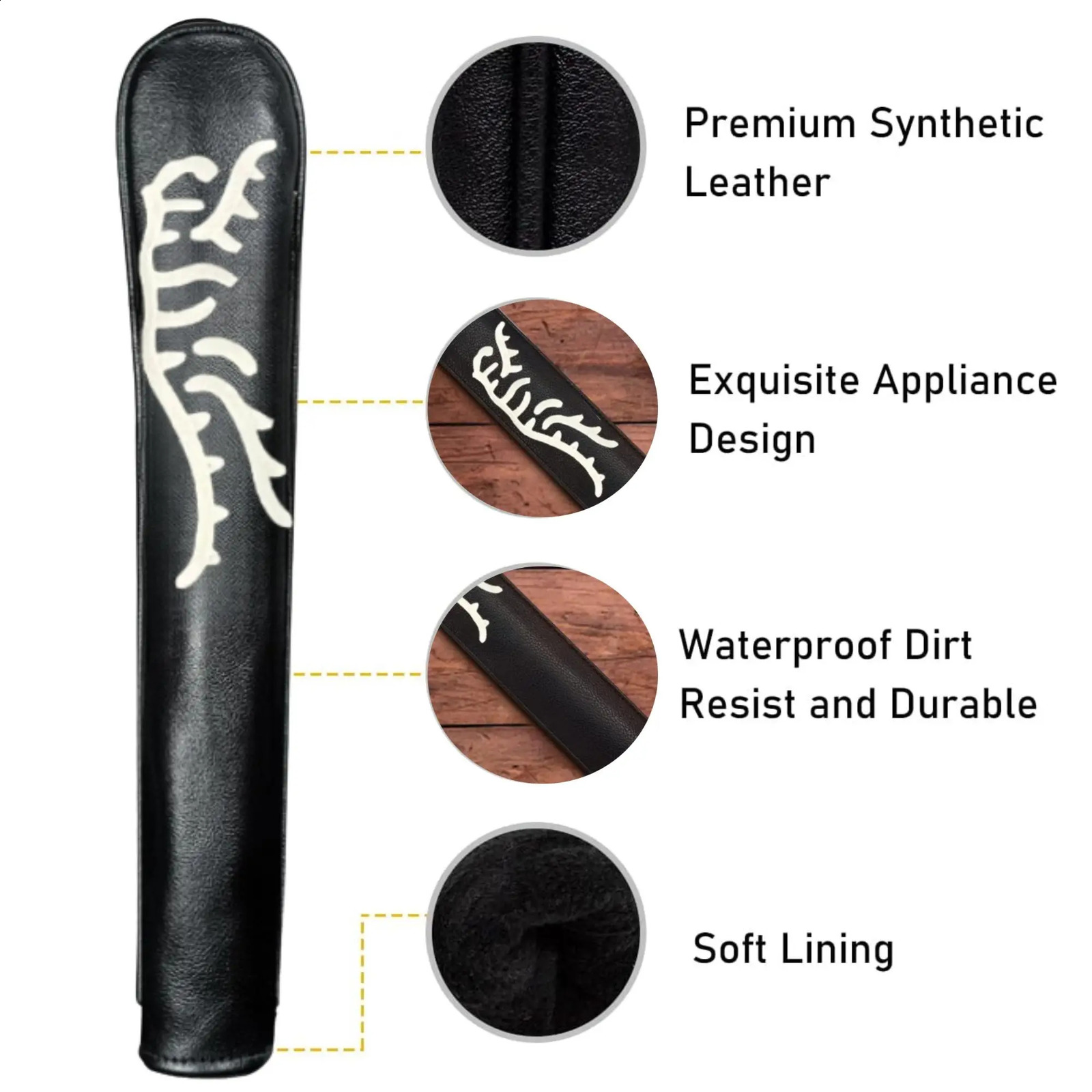 Tiger Leather Golf Alignment Stick Cover Golf Headcover for Alignment Stick Hold at Least 2 Sticks 250919