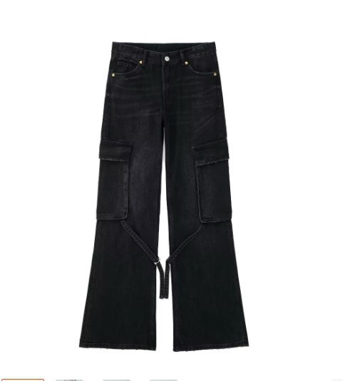 Women's Jeans Womens Mid Waisted Casual Straight Leg Pants Wide Long Street Fashion Loose Denim Pant Z260313