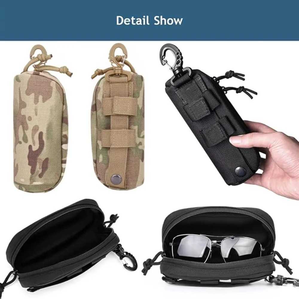 Tactical MOLLE Eyeglass Case Hunting Shockproof Protective Goggles Box Portable Outdoor Sunglasses Carrying Case with Clip J250919