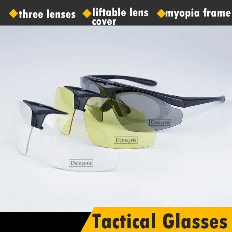 Shooting Glasses UV Protection Hiking Hunting Fishing Sunglasses Flip Up Lens Tactical Paintball Combat Goggles J250919