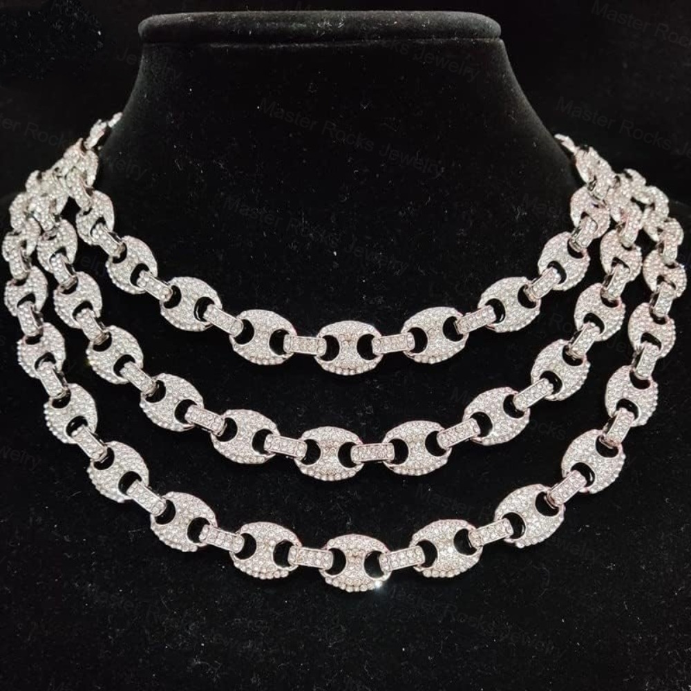 Cuban Necklace Pig Nose 925 Silver Pass Diamond Tester Iced Out Vvs Diamond Moissanite Cuban Link Chain