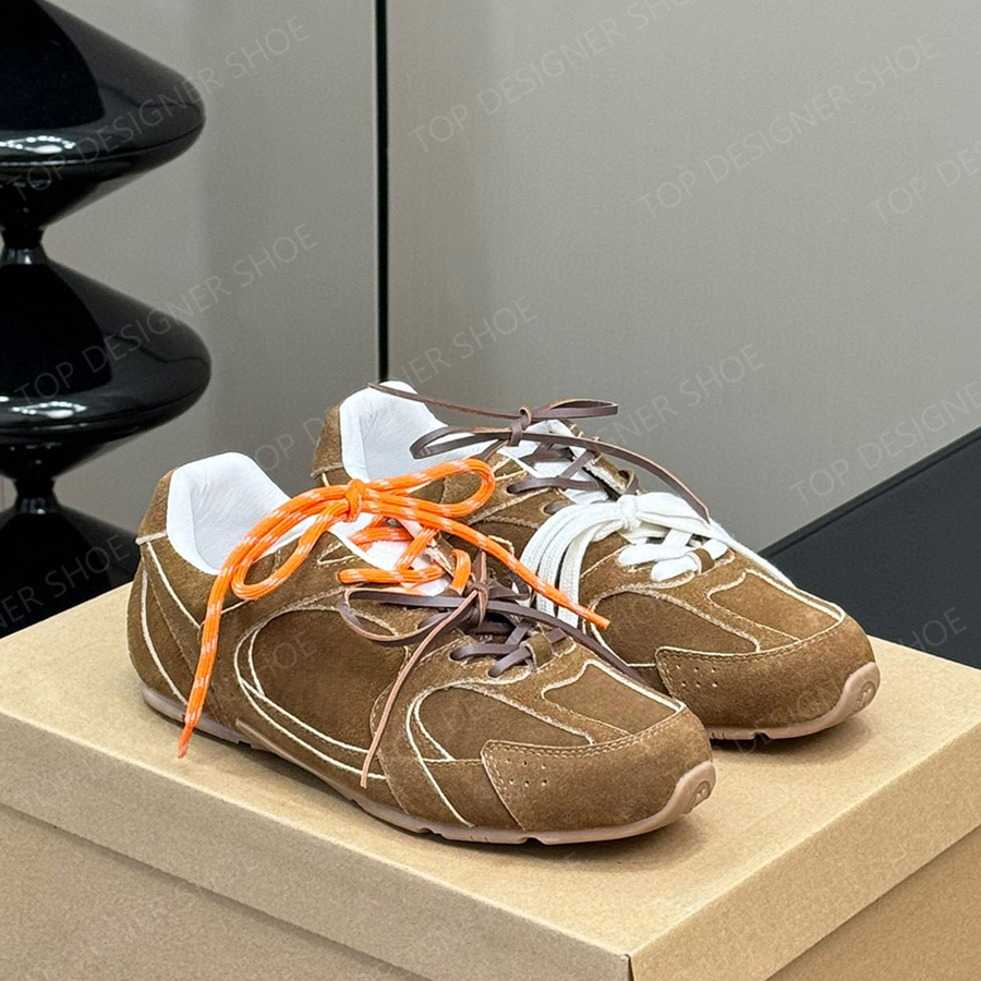 Top quality Unisex brown new Suede Tennis shoes Lace-up Low-top Flat shoes Leisure casual Running sneakers Luxury designer Sport shoe Athleisure shoes 35-45