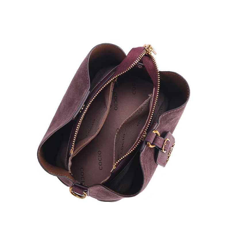 COCIO designer bag New leather bucket bag simple versatile multi compartment handbag niche design hot selling womens bag Luxurious red