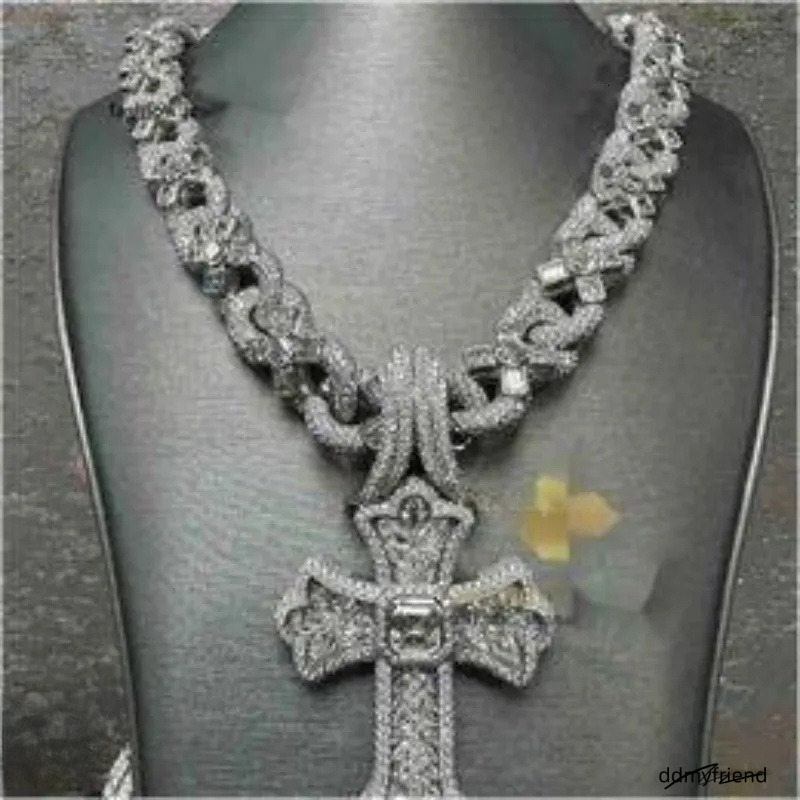 Designer Jewelry S Sier Mosonite Necklace Cross Pendant Cuban Link Chain With Seconds Over Tester Iced Out Vvs Moissanite Dia ddmyfriend