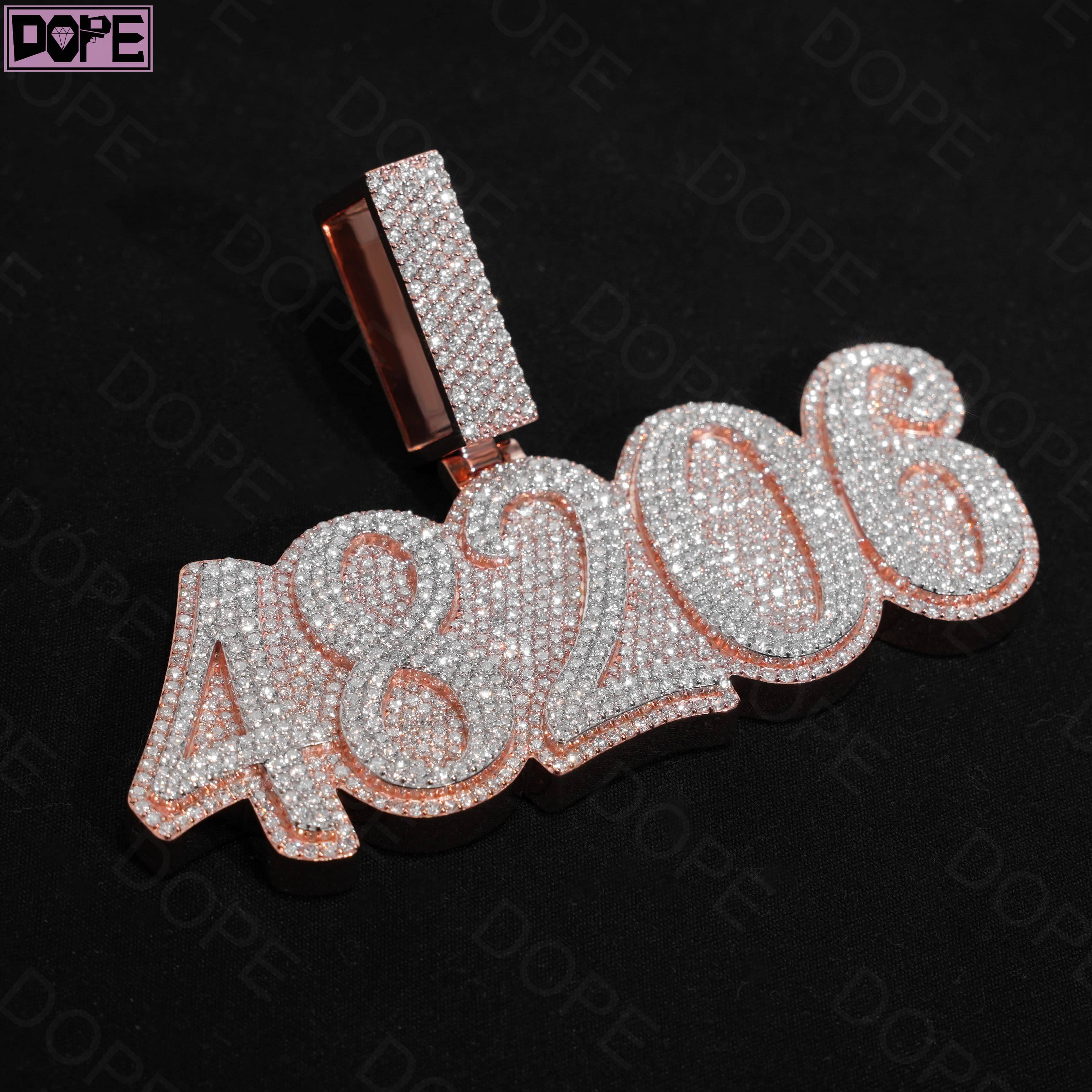 IGI Hip Hop Pendant 925 Silver Rose Gold Plated Number Charm VVS Lab Grown Diamond Iced Out Customized Trend Pendant