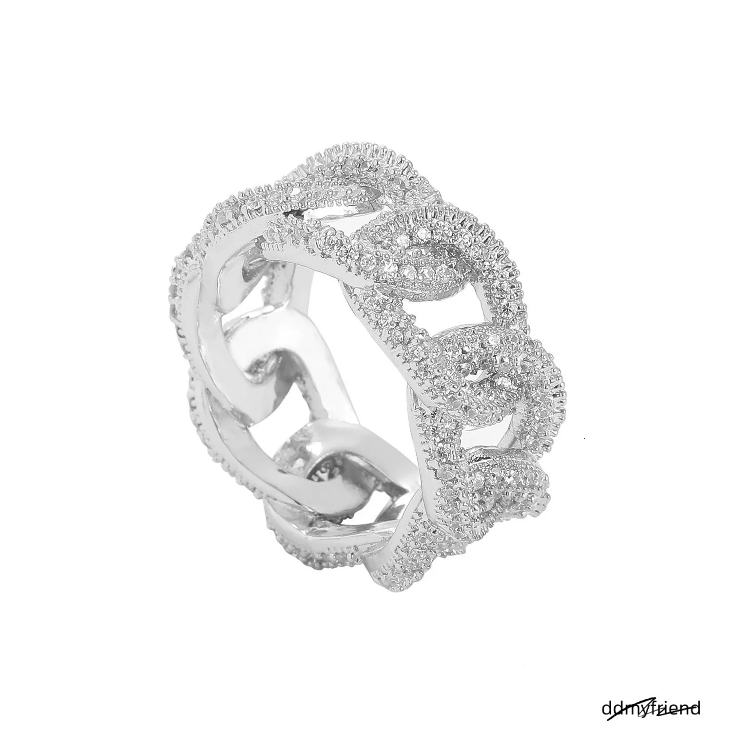 Cuban Chain Hollow Mens Ring Full Of Zircon Personalized Trend Hip Hop 250728 ddmyfriend