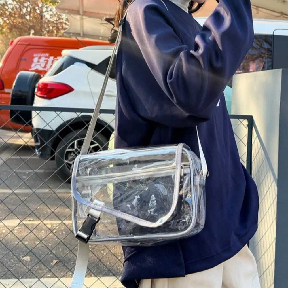 Trendy PVC Crossbody Bag Zipper Transparent Shoulder Bag Solid Color Large Capacity Tote Handbag ConcertsXJ250918