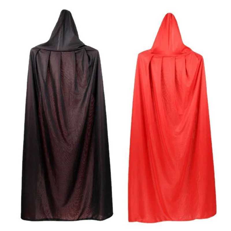 Halloween Adult Child Hooded Cloak Medieval Costume Black Red Reversible Vampire Witch Wicca Cosplay Costume Stand Collar Cloak L250918