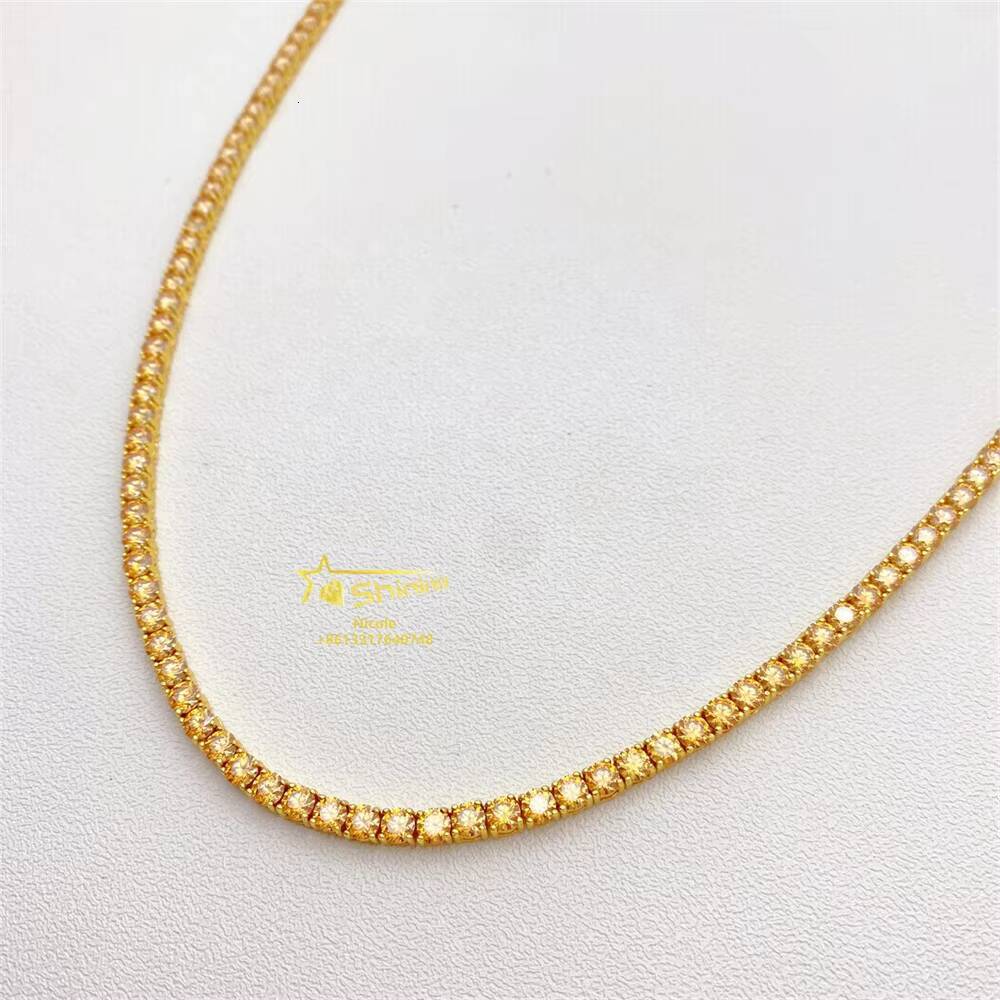 Fashion High Quality Hip Hop Jewelry Pass Diamond Tester 925 Silver champagne Moissanite Tennis Chain