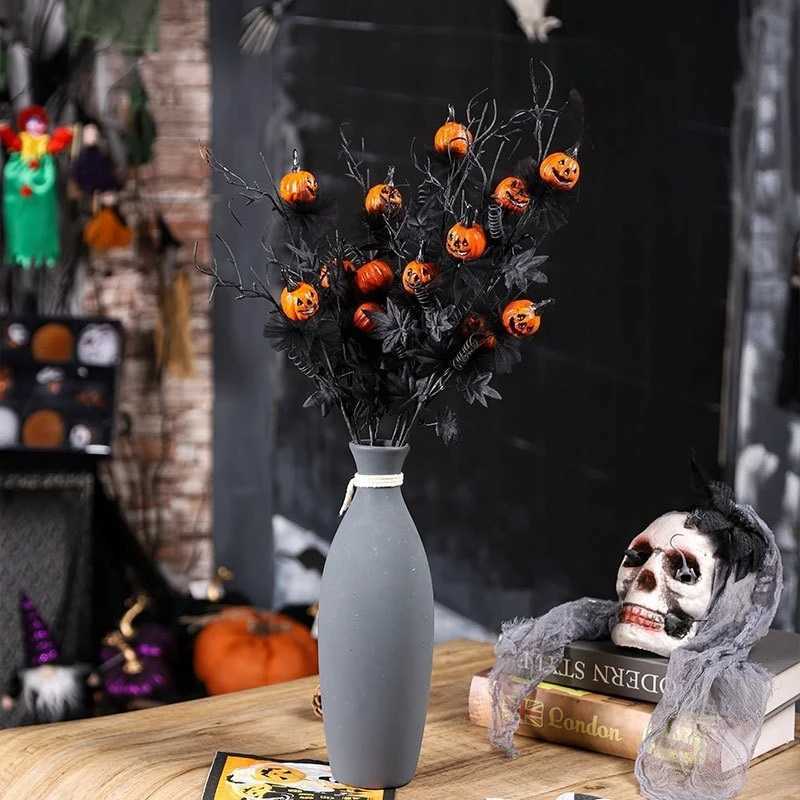 New Halloween Decoration Cutout Bouquet Black Horror Pumpkin Maple Leaf Simulation Bouquet Melon Halloween Home Party Decoration C250919