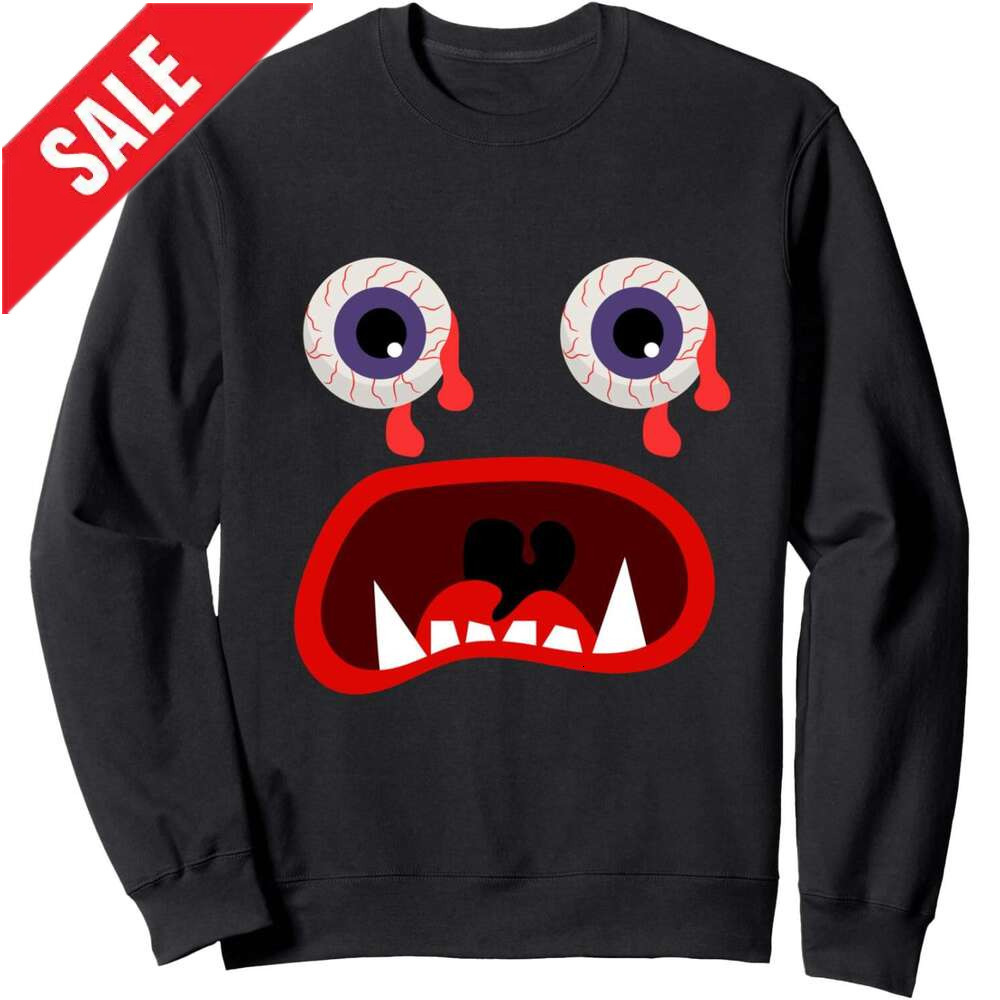 Long Sleeve Shirts for Men sweatshirt Scary Cartoon Eyes & Mouth Halloween Costume Gift Sweatshirt T shirt Tee Streetwear Casual tops clothes 2025
