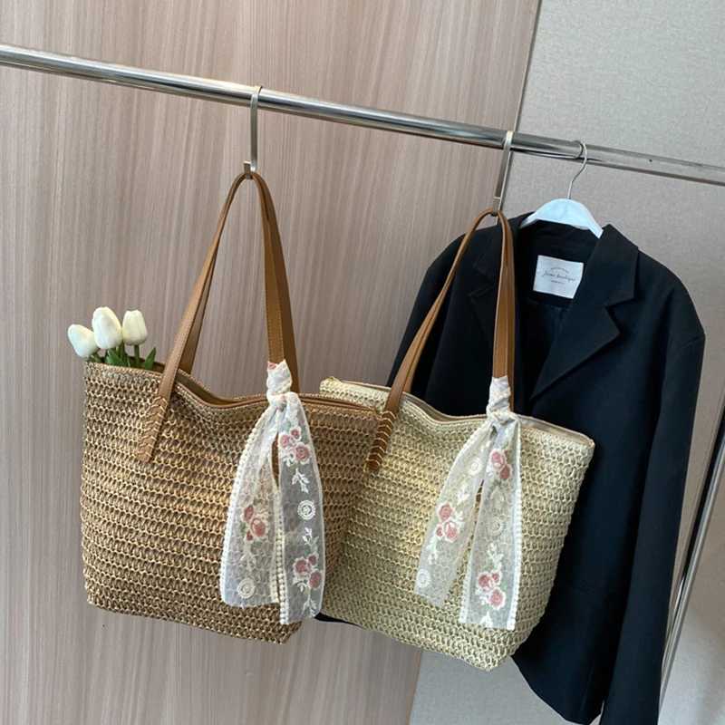 Summer Large Capacity Tote Bag Women Shoulder Bag Handmade Woven Bag Fresh Rural Handheld Grass Woven Women Bag Z250915